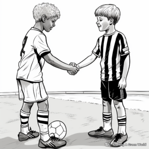 Sportsmanship Handshake Post-Match Football Coloring Pages 2