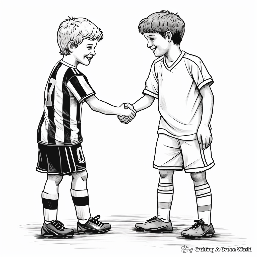 Sportsmanship Handshake Post-Match Football Coloring Pages 3