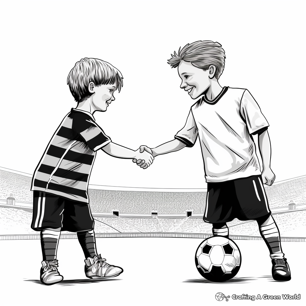 Sportsmanship Handshake Post-Match Football Coloring Pages 4