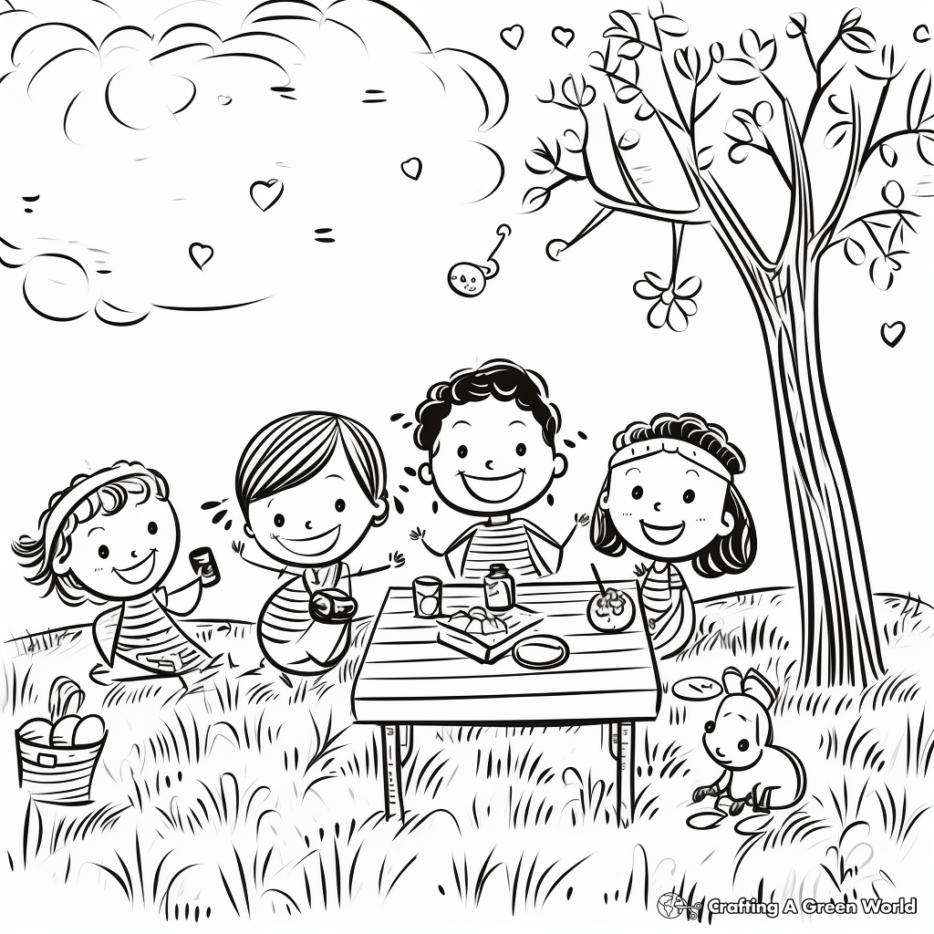 Spring Picnic Scene Coloring Pages 4
