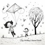 Springtime Kite Flying Coloring Pages 1