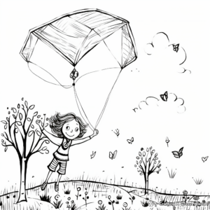 Springtime Kite Flying Coloring Pages 2