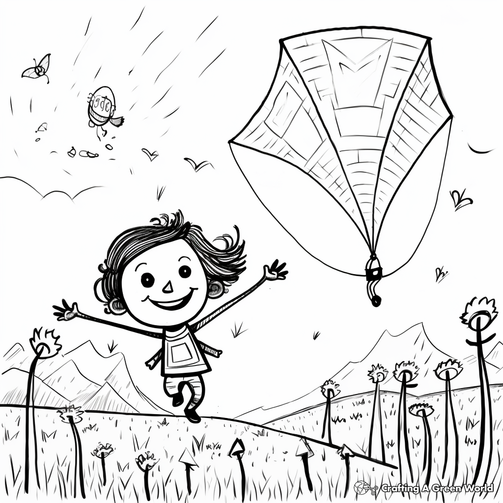 Springtime Kite Flying Coloring Pages 3