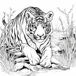 Stalking Predator: Tiger Hunting Scene Coloring Pages 4