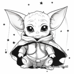 Star Wars Theme: Baby Yoda amidst Stars Coloring Pages 3