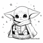 Star Wars Theme: Baby Yoda amidst Stars Coloring Pages 4