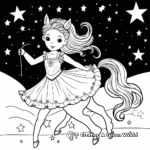 Starry Night Unicorn Ballerina Coloring Pages 1