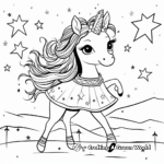 Starry Night Unicorn Ballerina Coloring Pages 4