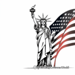 Statue of Liberty and American Flag Coloring Pages 1