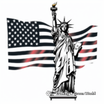 Statue of Liberty and American Flag Coloring Pages 2