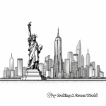 Statue of Liberty Overlooking Manhattan Skyline Coloring Pages 1