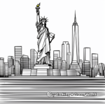 Statue of Liberty Overlooking Manhattan Skyline Coloring Pages 2