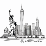 Statue of Liberty Overlooking Manhattan Skyline Coloring Pages 3