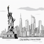 Statue of Liberty Overlooking Manhattan Skyline Coloring Pages 4