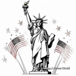 Statue of Liberty with Fireworks Background Coloring Pages 2