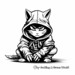 Stealthy Cat Ninja in the Shadows Coloring Pages 1
