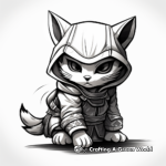 Stealthy Cat Ninja in the Shadows Coloring Pages 2