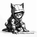 Stealthy Cat Ninja in the Shadows Coloring Pages 3