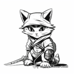 Stealthy Cat Ninja in the Shadows Coloring Pages 4