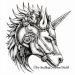 Steampunk Mechanical Unicorn Head Coloring Pages 1