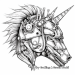 Steampunk Mechanical Unicorn Head Coloring Pages 4