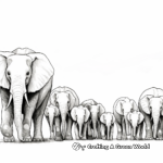 Stress-Relief Elephant Herd Coloring Pages 1
