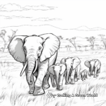 Stress-Relief Elephant Herd Coloring Pages 3