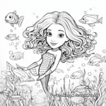 Striking Mermaid with Sea Creatures Coloring Pages 1