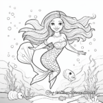 Striking Mermaid with Sea Creatures Coloring Pages 3