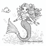 Striking Mermaid with Sea Creatures Coloring Pages 4