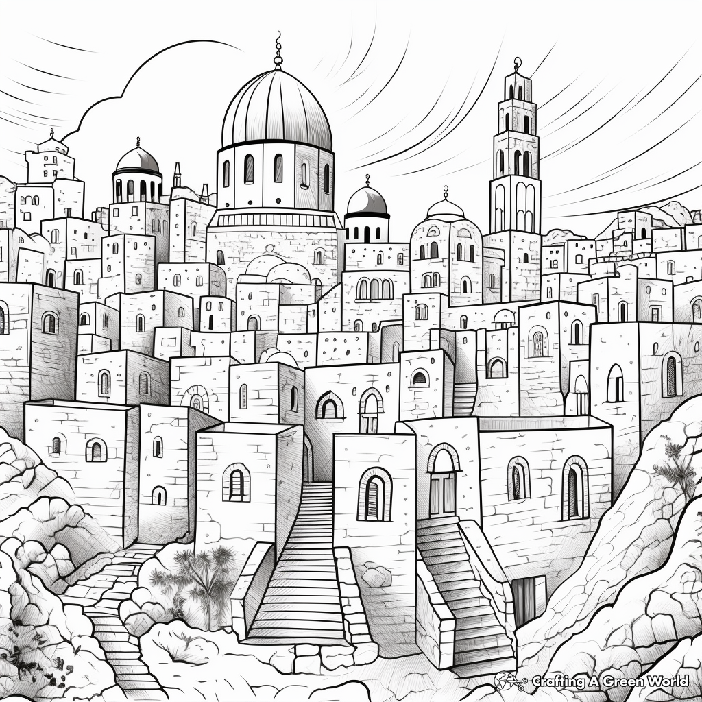 Stunning Jerusalem at Pentecost Coloring Pages 4