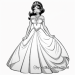 Stunning Princess Jasmine in Ball Gown Coloring Pages 3