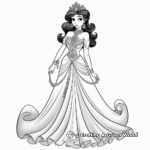 Stunning Princess Jasmine in Ball Gown Coloring Pages 4