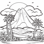 Stunning Volcano Landscape Coloring Pages 1