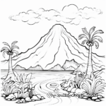 Stunning Volcano Landscape Coloring Pages 2