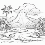Stunning Volcano Landscape Coloring Pages 3