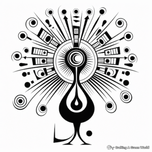 Stylized Abstract Peacock Coloring Pages 1