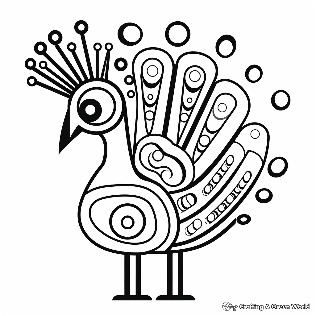 Stylized Abstract Peacock Coloring Pages 2