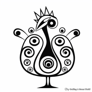 Stylized Abstract Peacock Coloring Pages 3