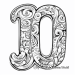 Stylized Calligraphy Number 10 Coloring Pages 3
