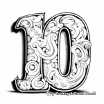 Stylized Calligraphy Number 10 Coloring Pages 4