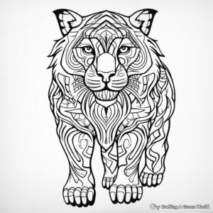 Stylized Tribal Tiger: Tribal Art Inspired Tiger Coloring Pages 2
