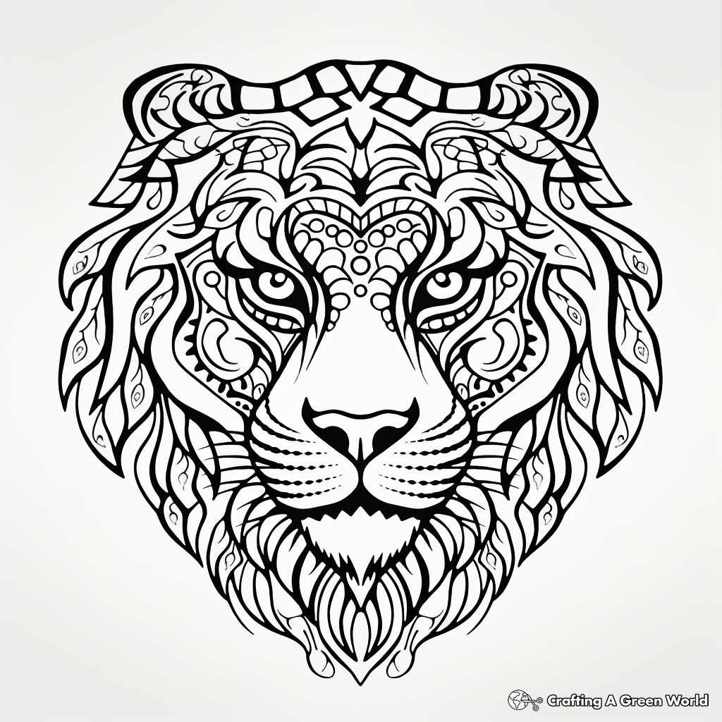 Stylized Tribal Tiger: Tribal Art Inspired Tiger Coloring Pages 3