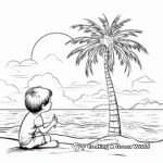 Sunset behind Palm Tree Coloring Pages 1