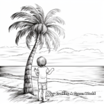 Sunset behind Palm Tree Coloring Pages 3