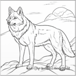 Sunset Scene with Arctic Wolf Coloring Pages 4