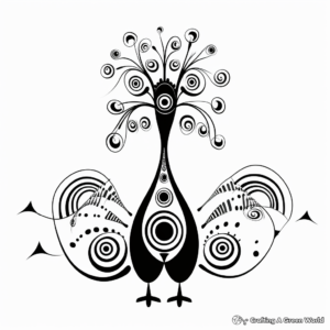 Surrealistic Abstract Peacock Coloring Pages 1