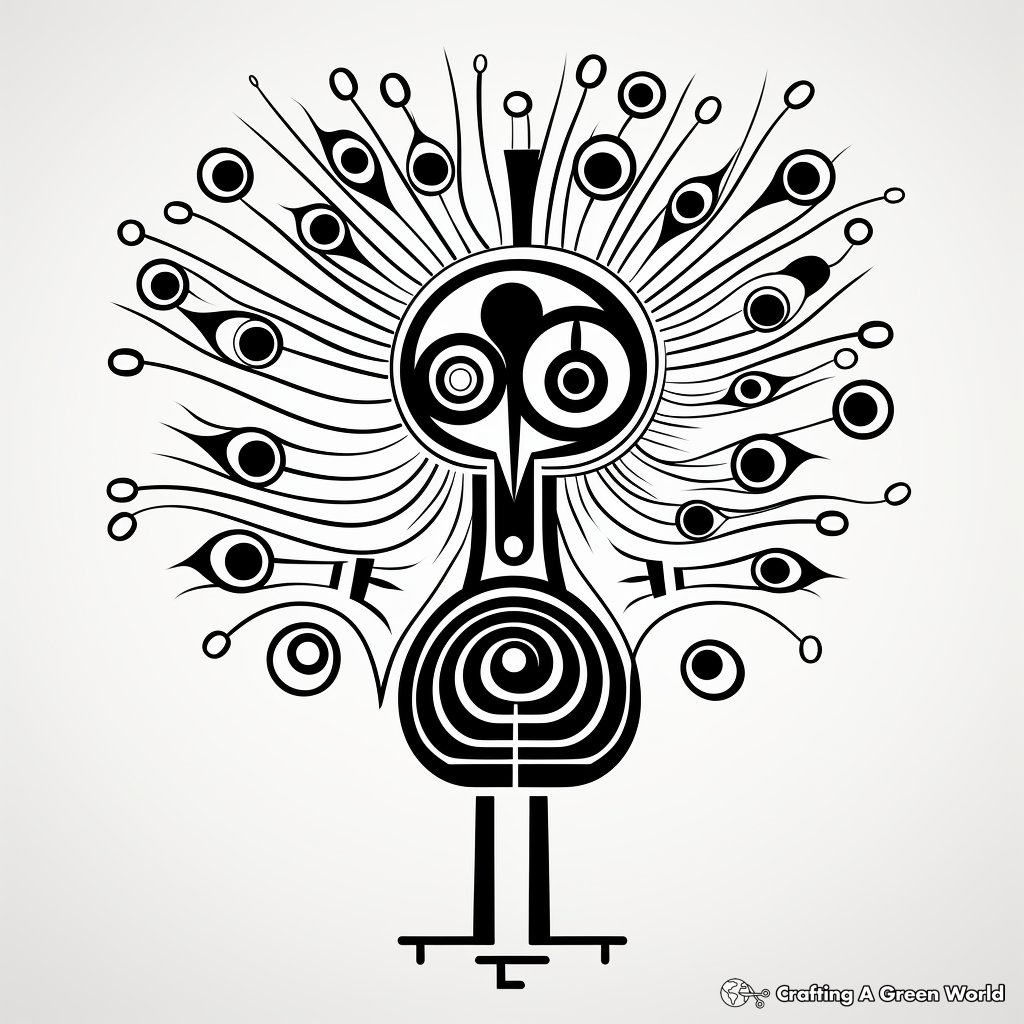 Surrealistic Abstract Peacock Coloring Pages 2