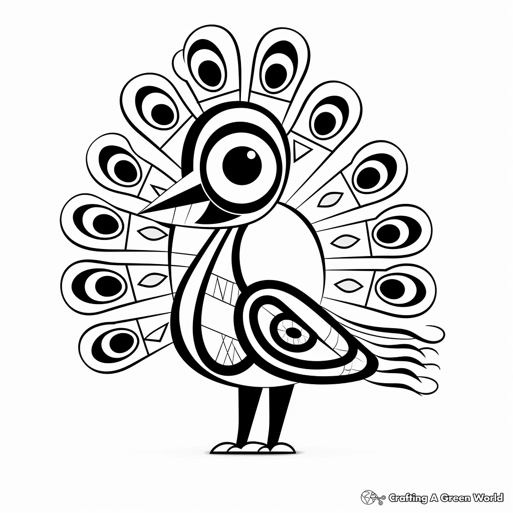 Surrealistic Abstract Peacock Coloring Pages 4