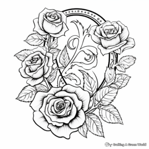 Surrounded by Roses Letter R Coloring Page 3